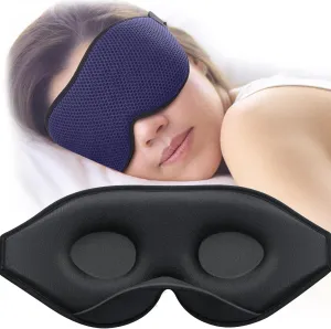 Sleep Mask for Side Sleeper, Eye Mask for Sleeping Women Men, 3D Contoured Cup No Eye Pressure 100% Light Blocking Sleeping Mask with Adjustable Strap Night Blindfold Flight, Travel, Nap, Blue