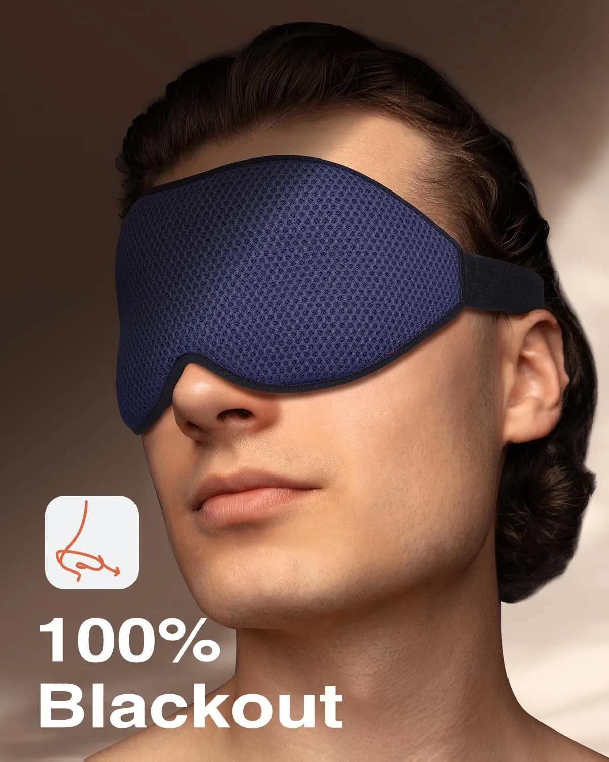Sleep Mask for Side Sleeper, Eye Mask for Sleeping Women Men, 3D Contoured Cup No Eye Pressure 100% Light Blocking Sleeping Mask with Adjustable Strap Night Blindfold Flight, Travel, Nap, Blue