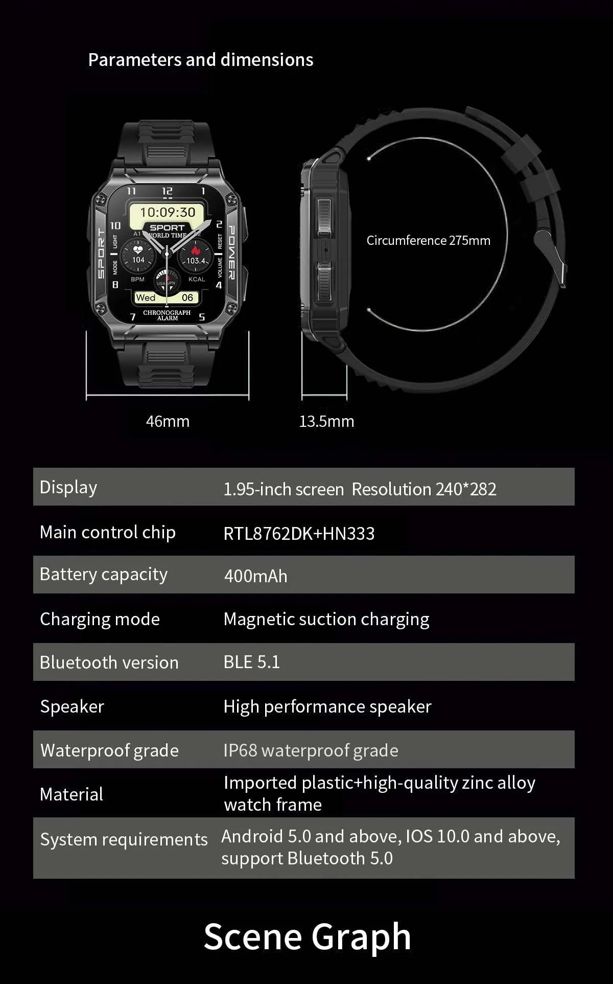 Sport Smart Watch W/ Multiple Tracking Features