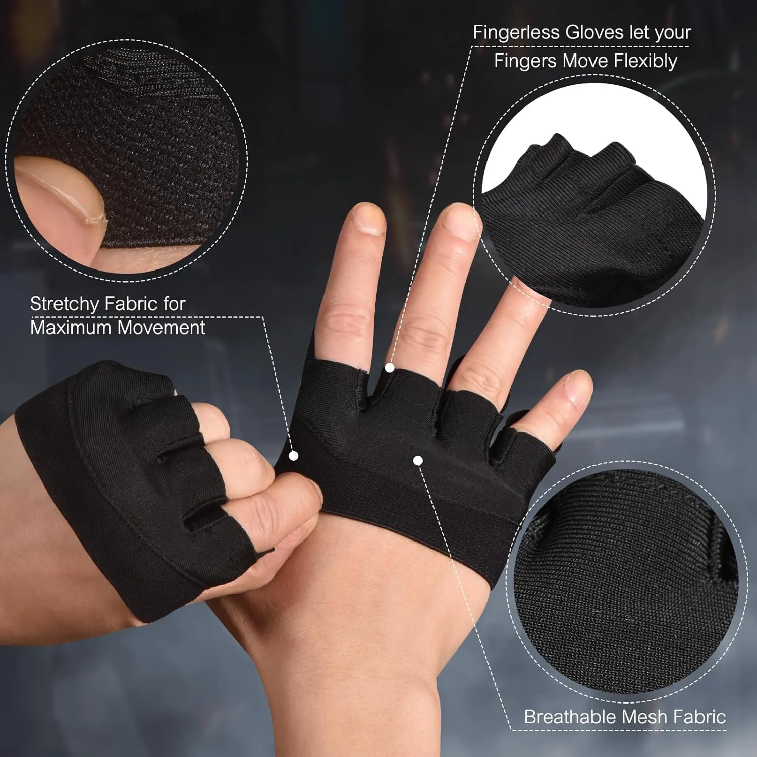 Sunnex Gym Gloves for Women & Men - Fingerless Workout Gloves for Weightlifting, Lightweight Breathable Fitness for Sports and More