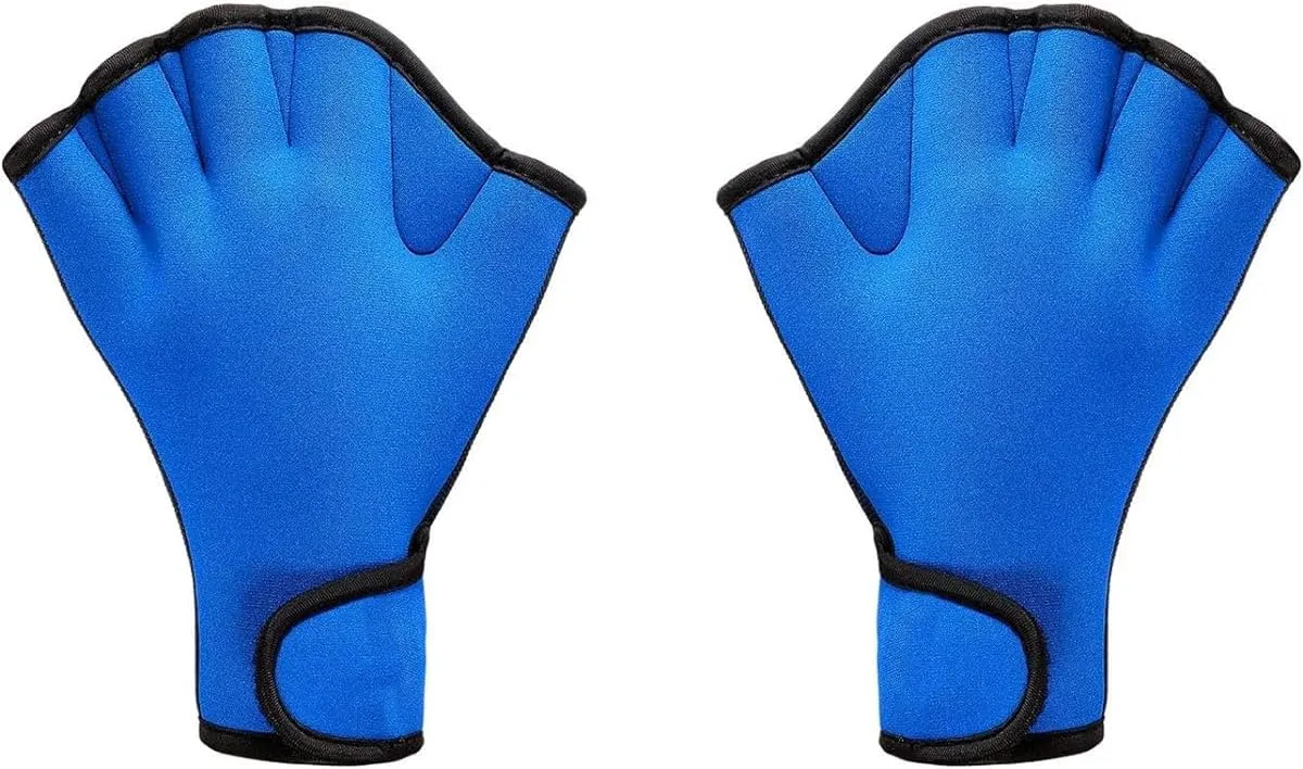 Swim Training Gloves, Neoprene Webbed Fitness Water Resistance Training Gloves for Swimming Diving Water Aerobics