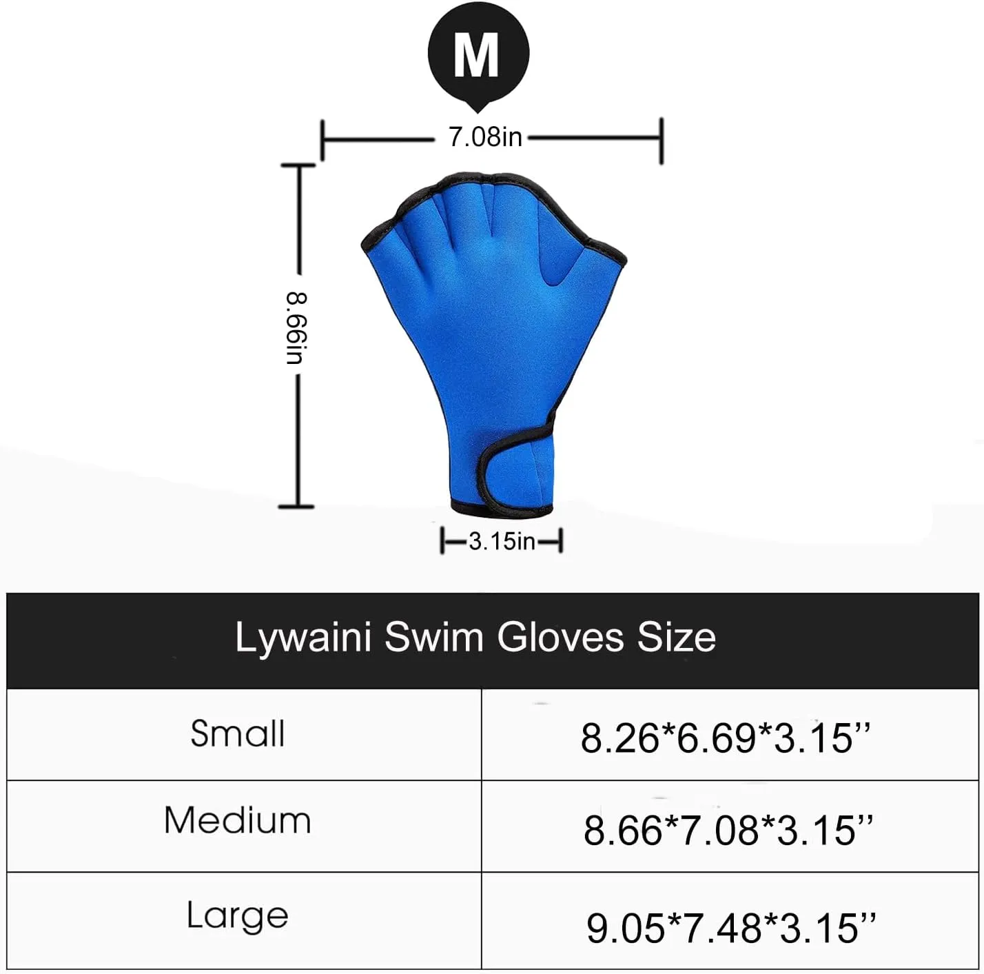 Swim Training Gloves, Neoprene Webbed Fitness Water Resistance Training Gloves for Swimming Diving Water Aerobics