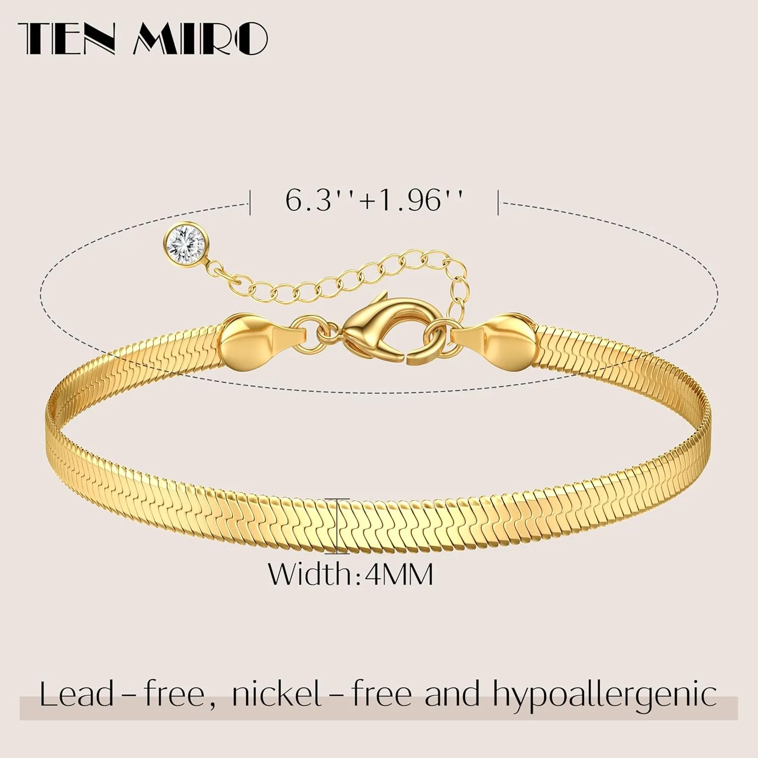 TEN MIRO Chunky Silver Bangle for Women, Stackable Bangle Cuff Bracelets for Women Non Tarnish Trendy Elegance Charms Non Tarnish Chain Bracelet Pack Fashion for Womens