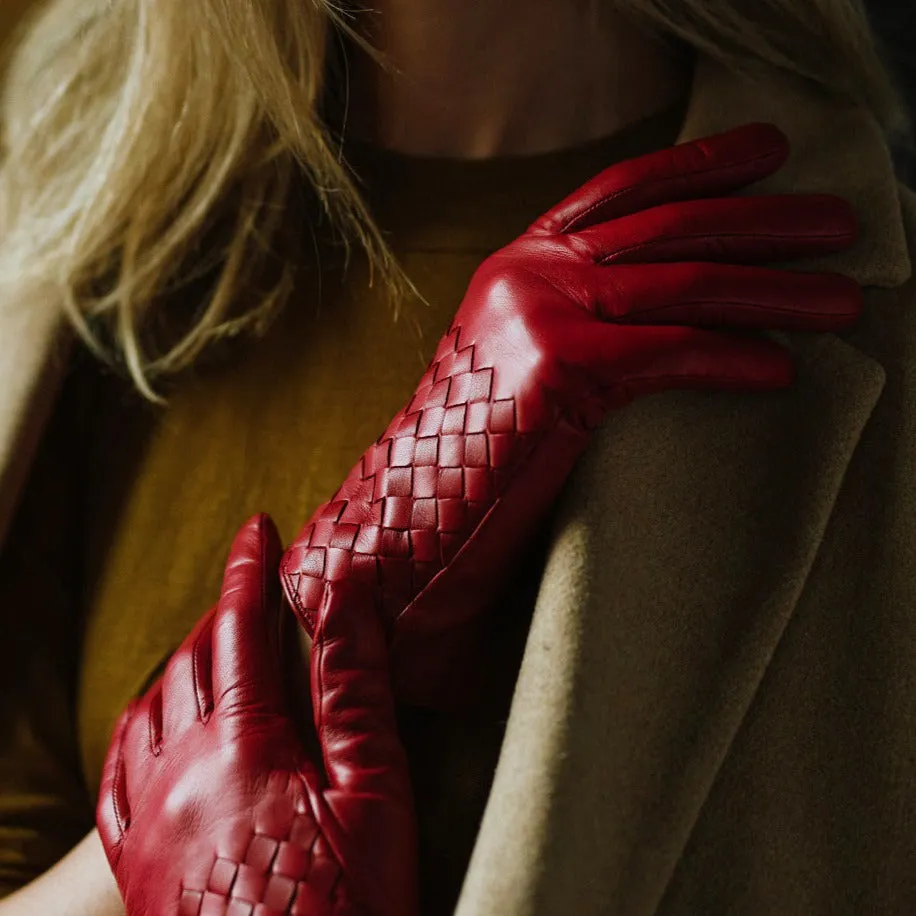 Trani Dark Red Leather Gloves