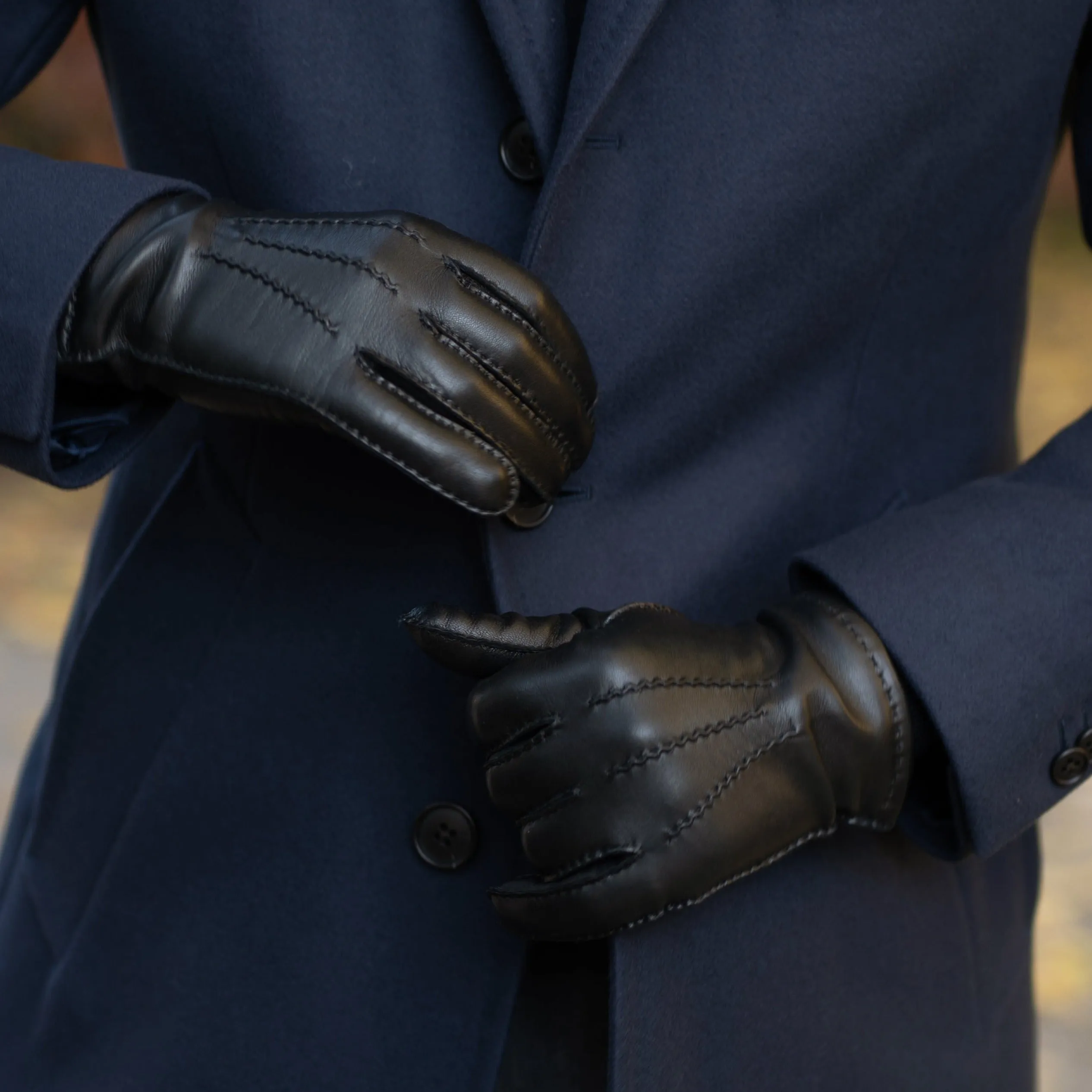 Treviso Black Leather Gloves