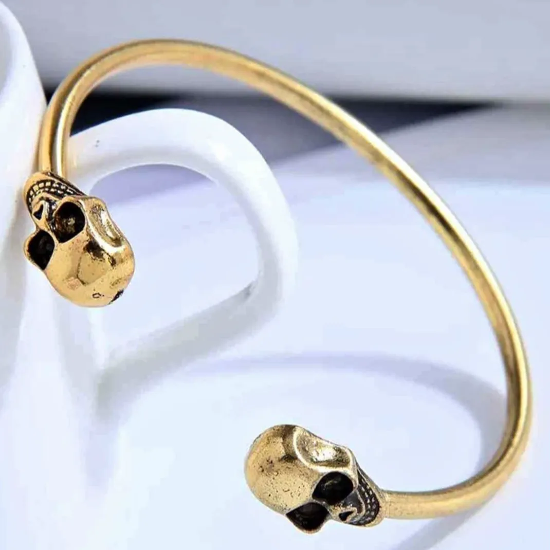 Twin Skull Cuff Bangle