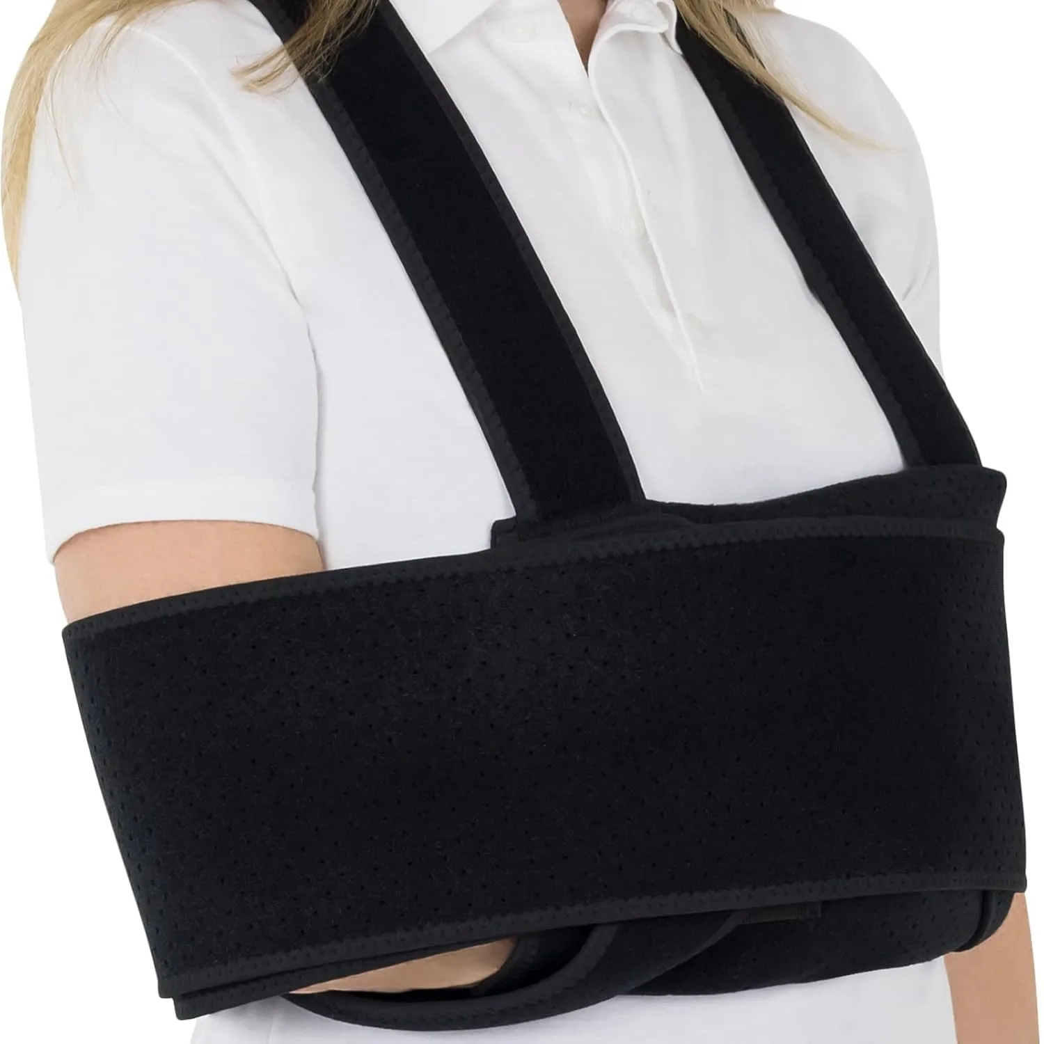 Vive Arm Sling Shoulder Immobilizer for Sleeping (Fits Left & Right) - Comfortable Night Support for Elbow Injury, Rotator Cuff Surgery, Broken Wrist & Hand - Adjustable Straps Fit Men & Women (Black) (Standard)