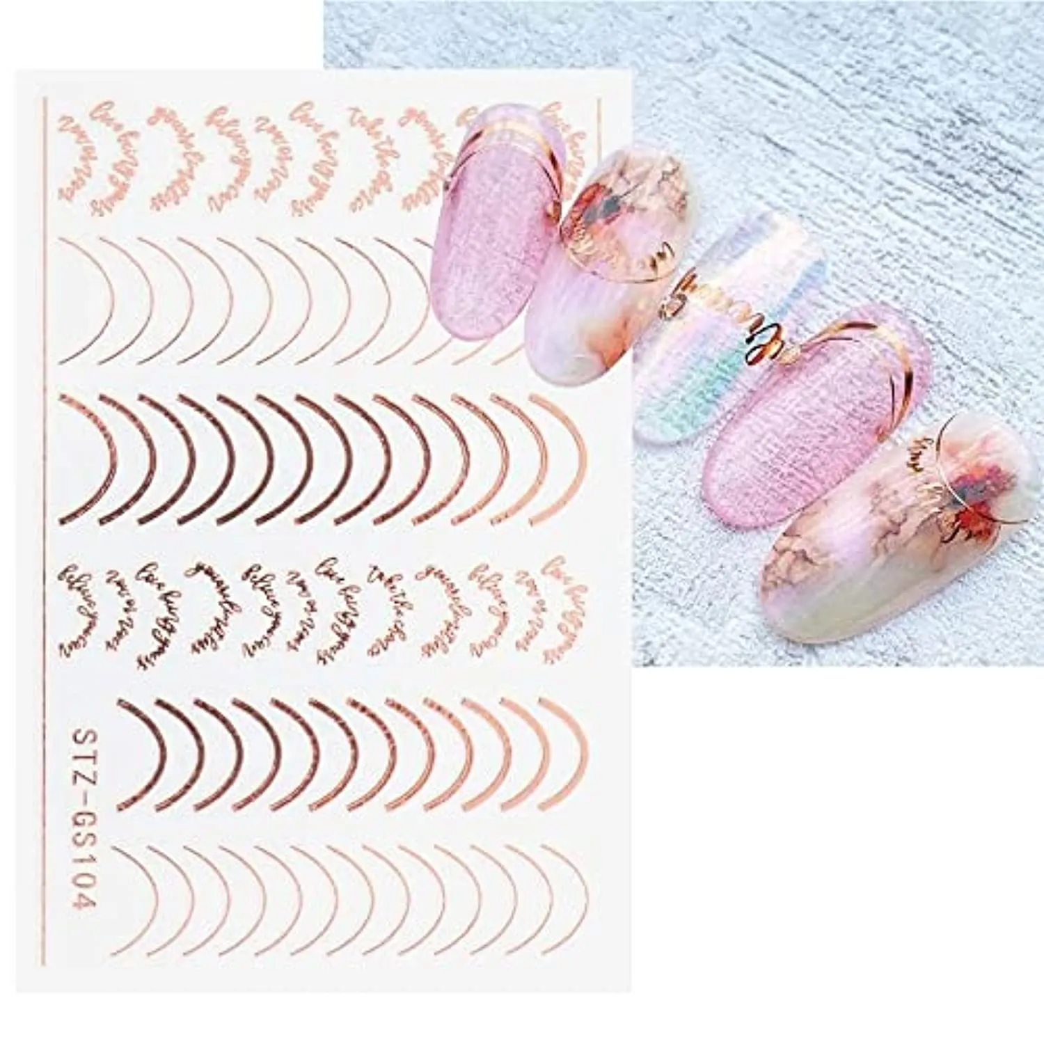 Vnicesli Line Nail Art Stickers Decals, 6 Sheets 3D Metal Line Nail Stickers for Nail Art Self-Adhesive Nail Decals Metal Curve Stripe Lines Design Nail Stickers Foil Nail Art Accessories