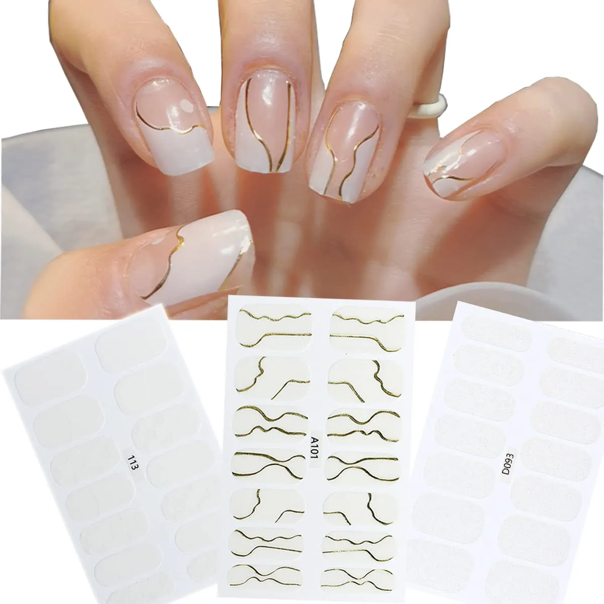 Vnicesli Line Nail Art Stickers Decals, 6 Sheets 3D Metal Line Nail Stickers for Nail Art Self-Adhesive Nail Decals Metal Curve Stripe Lines Design Nail Stickers Foil Nail Art Accessories